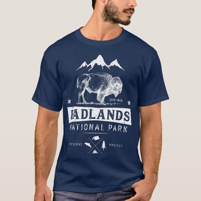 T-shirt Parc national des Badlands Buffalo Bison South (Devant)