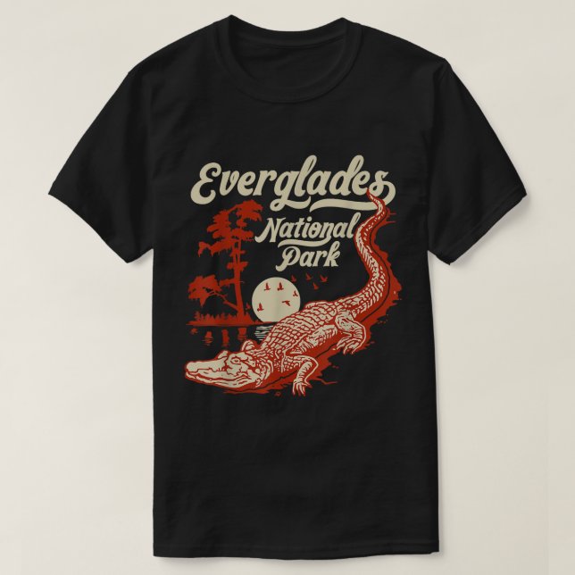 T-shirt Parc national des Everglades Crocodile Vintage All (Design devant)