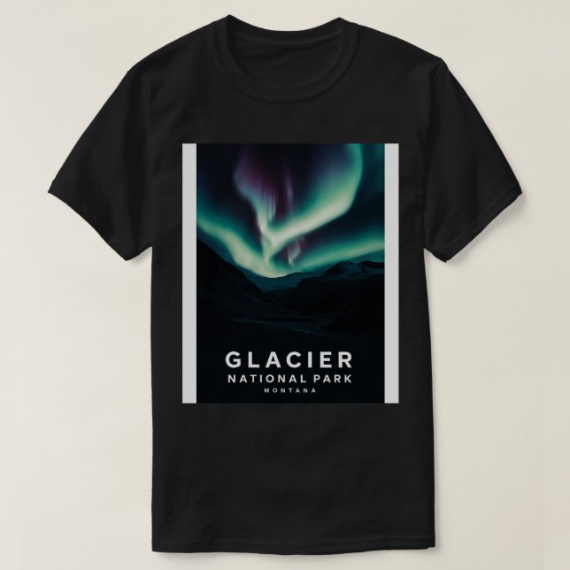 T-shirt Parc national des Glaciers Aurora Borealis (Design devant)