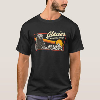 T-shirt Parc national des Glaciers Graphisme de l'ours Vin