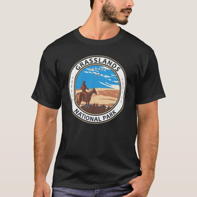 T-shirt Parc national des Prairies Badge Vintage du Canada (Devant)