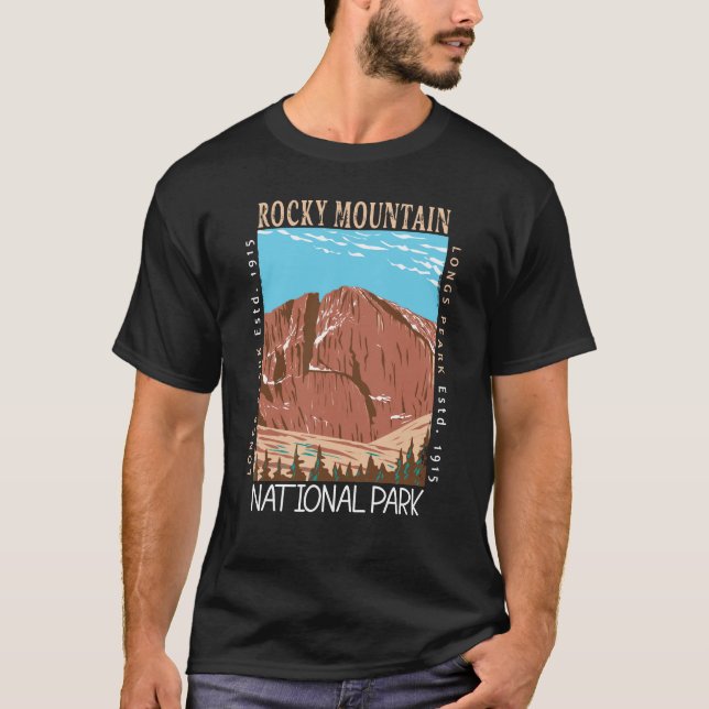 T-shirt Parc national des Rocheuses Longs pic en état de d (Devant)