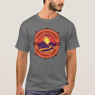 T-shirt Parc national des volcans d'Hawaii Compas rétro
