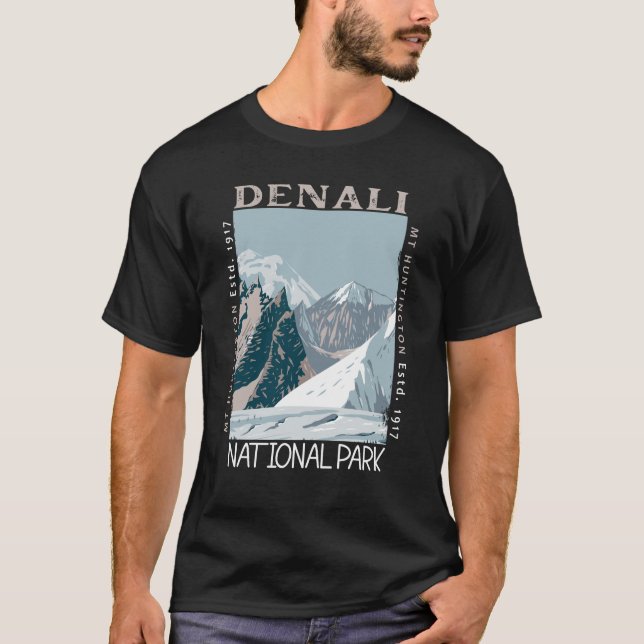 T-shirt Parc national du Denali Alaska Mont Huntington Ret (Devant)