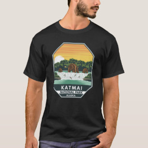T-shirt Parc national du Katmai Grizzly Ours Emblème rétro