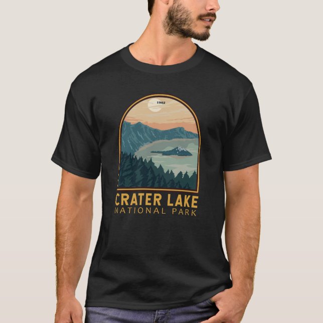 T-shirt Parc national du lac Crater Emblem Vintage (Devant)
