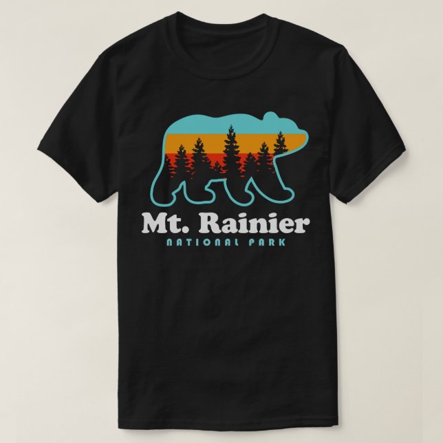 T-shirt Parc national du Mont Rainier Randonnées Ours rétr (Design devant)