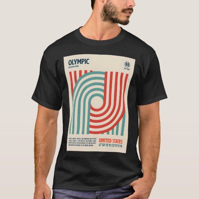 T-shirt Parc national olympique Retro Travel Art (Devant)