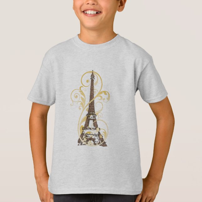 T-shirt Parchemins et tour Eiffel (Devant)