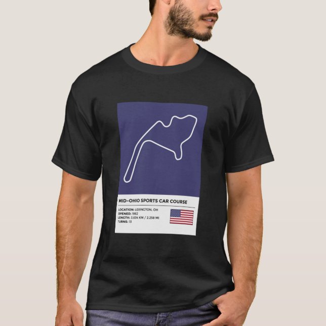 T-shirt Parcours de voiture de sport Mid-Ohio [info]  (Devant)