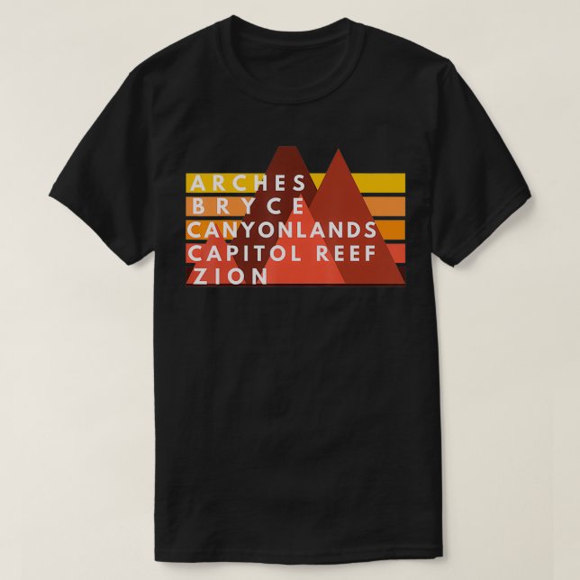 T-shirt Parcs nationaux de l'Utah Le Puissant Cinq Souveni (Design devant)