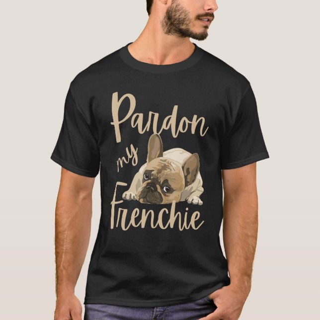 T-shirt Pardon Mon Français, Drôle Chien À Balle Français (Devant)