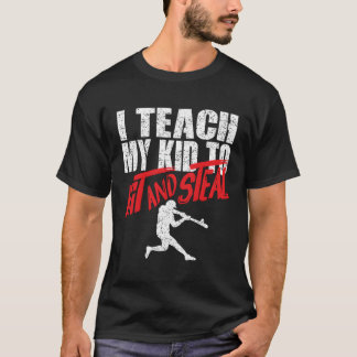T-shirt Parent De Baseball Je M'Enseigne À Frapper Et Vole