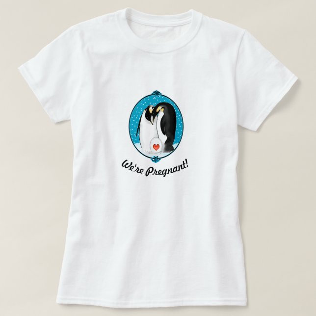 T-shirt Parents pingouins Nous sommes enceintes (Design devant)