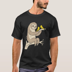 T-shirt Paresseux avec oiseaux scène de nature relaxante