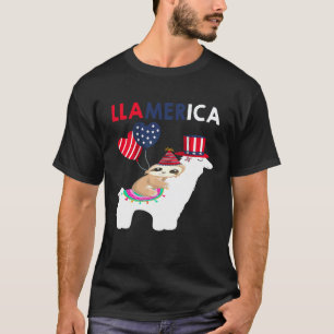 T-shirt Paresseux chevauchant un lama  Llamerica 4 juillet