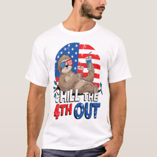 T-shirt Paresseux Chill le 4ème dehors Patriotique États-U