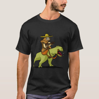 T-shirt Paresseux Cowboy montant un dinosaure T-Rex