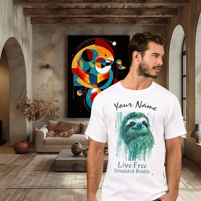 T-shirt Paresseux Cyber Turquoise – Nom Personnalisé Simul (Créateur téléchargé)