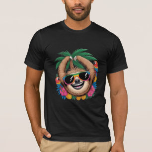 T-shirt Paresseux de fête tropical – Vibes estivales Kawai