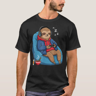 T-shirt Paresseux de joueur dormant jeu vidéo