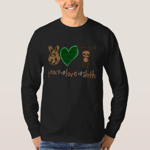 T-shirt Paresseux de la paix de l'amour Signe de la main C