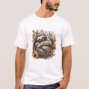 T-shirt Paresseux dormant floral paresseux endormi paresse