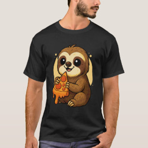 T-shirt Paresseux drôle mangeant une pizza graphique garço