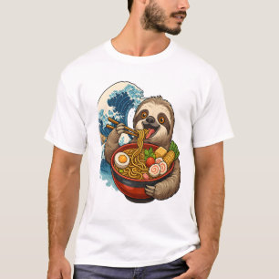 T-shirt Paresseux mangeant du ramen japonais