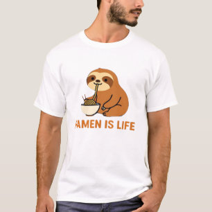 T-shirt Paresseux mignon mangeant du Ramen � Conception am