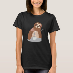 T-shirt Paresseux Mignon S'endort Café Lenteur Lundi Matin