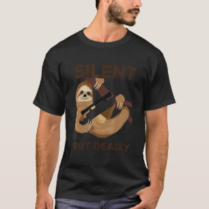 T-shirt Paresseux Militaire Drôle Sniper Silencieux Mais M
