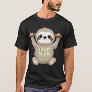 T-shirt Paresseux Vivre Lent – Design de Dessin An