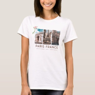 T-shirt PARIS, France. Eiffel, Louvre, Arc de Triomphe