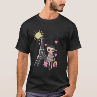 T-shirt Paris France Eiffel Tour Retro Souvenir Cadeau Fil