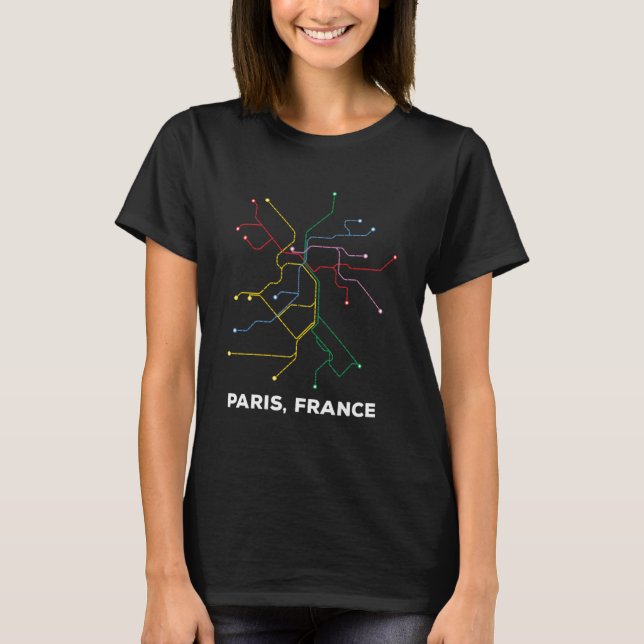 T-shirt Paris France Plan de train Métro Chemin de fer Hom (Devant)