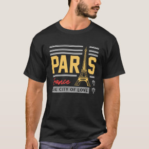T-shirt Paris France Tour Eiffel Typographie Rétro Voyage 