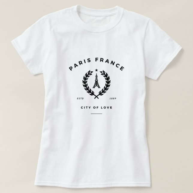 T-shirt Paris France Ville De L'Amour (Design devant)