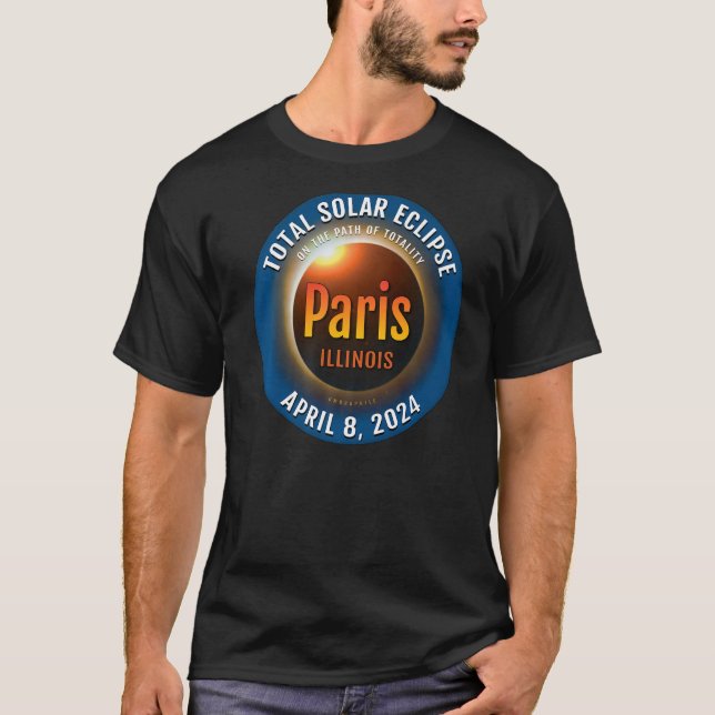 T-shirt Paris Illinois IL Total Solar Eclipse 2024 3 Pre (Devant)