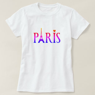T-shirt Paris rose et violet
