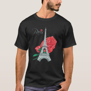 T-shirt Paris Rose Tour Eiffel Rose Amour français France