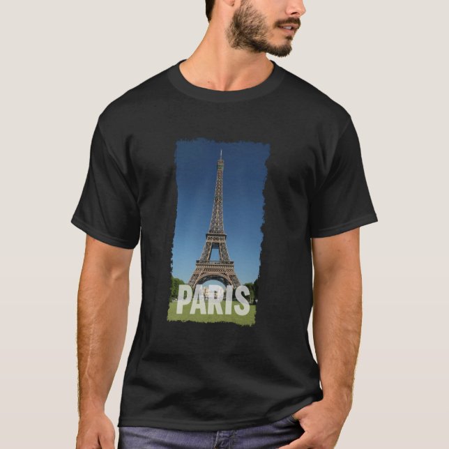 T-shirt Paris Tour Eiffel Brossé Imprimé (Devant)