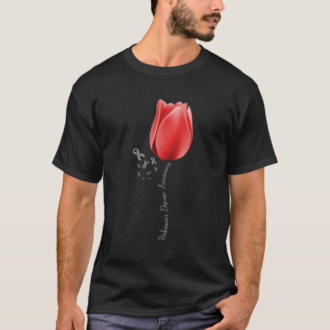 T-shirt Parkinson Maladie Tulipe Avril Mois Pret (Devant)
