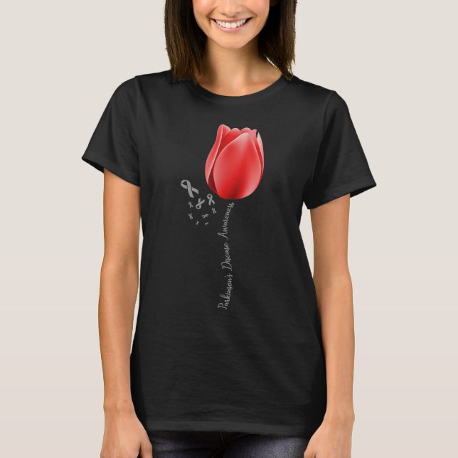 T-shirt Parkinson Maladie Tulipe Avril Mois Pret (Devant)