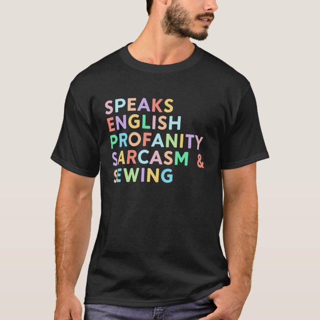 T-shirt Parle Anglais Profanité Sarcasme Coudre femmes cou (Devant)