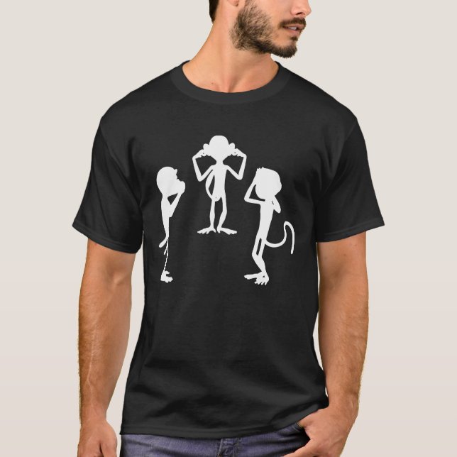 T-shirt Parlez à l'oreille et ne voyez pas le mal trois mo (Devant)