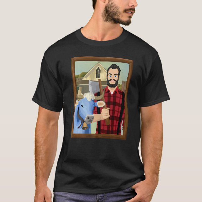 T-shirt Parodie gothique américaine MN Paul Bunyan et Babe (Devant)