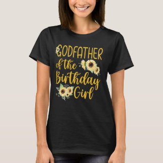 T-shirt Parrain De L'Anniversaire Fille Tournesol Fête Fam