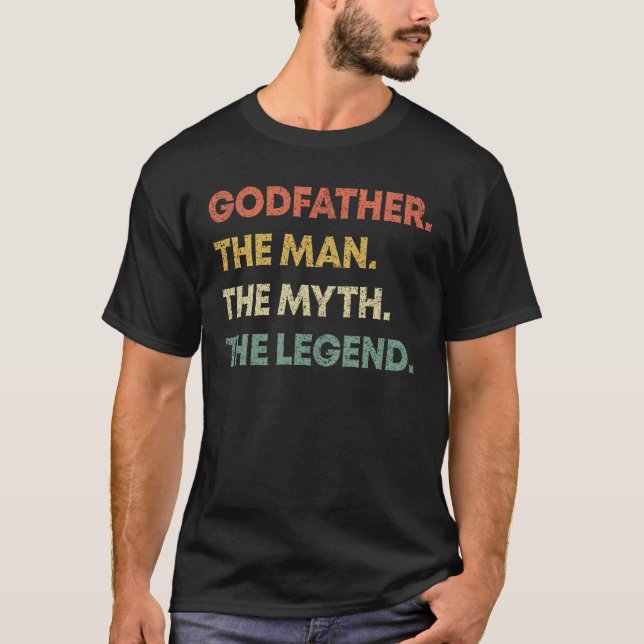 T-shirt Parrain L'Homme Le Mythe La Légende Retro Cadeau (Devant)