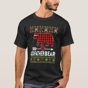 T-shirt Parrain Ours Père Noël Red Plaid Pajamas De Famill
